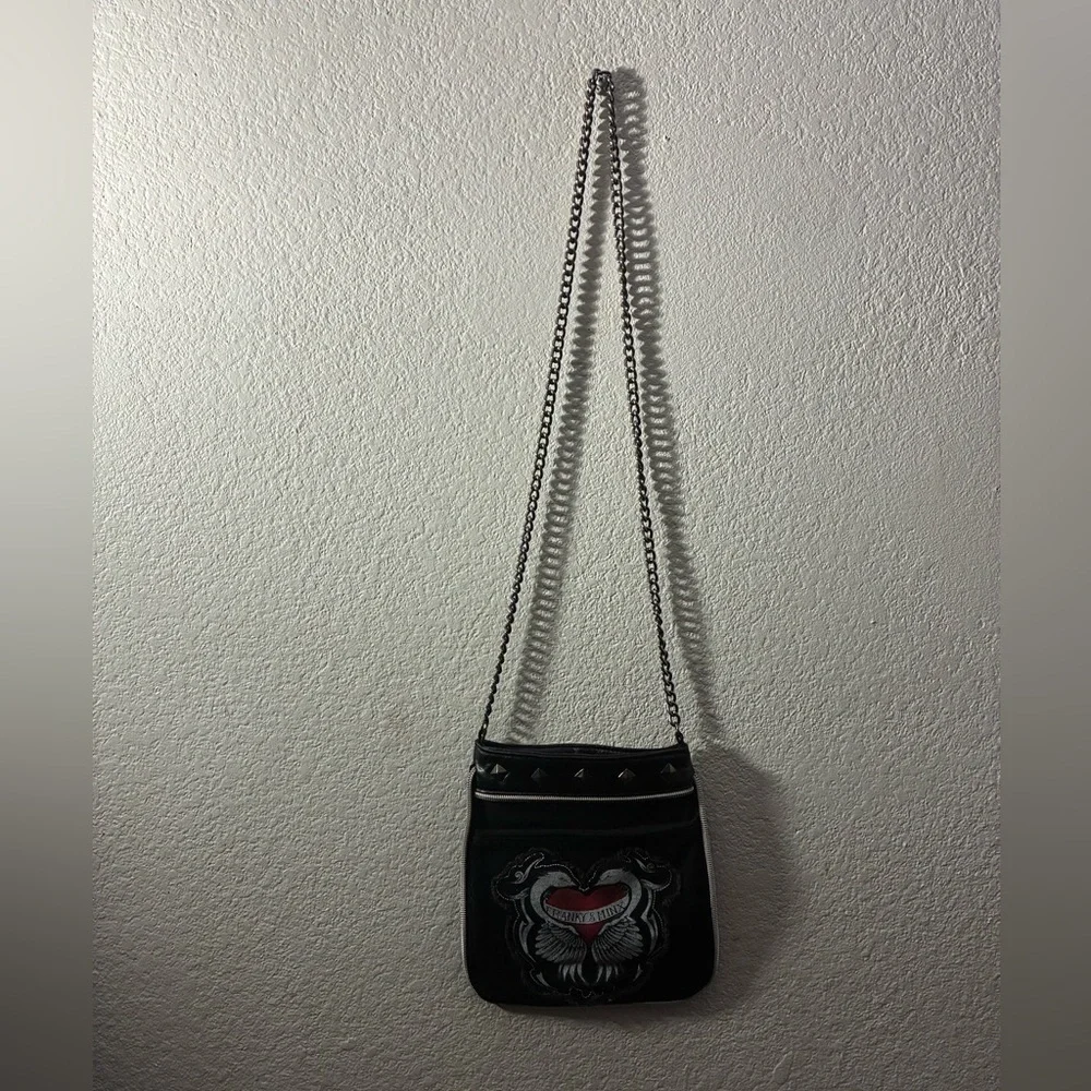 Franky & Minx Black and Red Gothic Crossbody Chain Strap Women's Bag